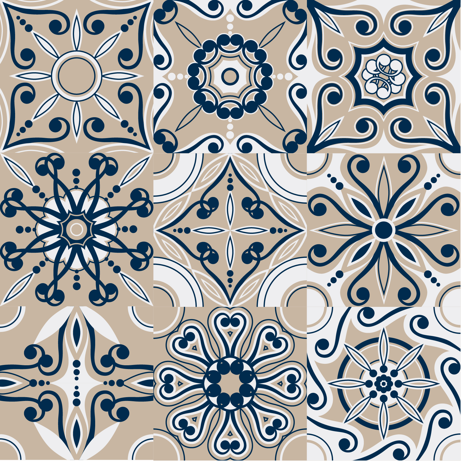 Pack de azulejos de estilo mediterraneo ornamental