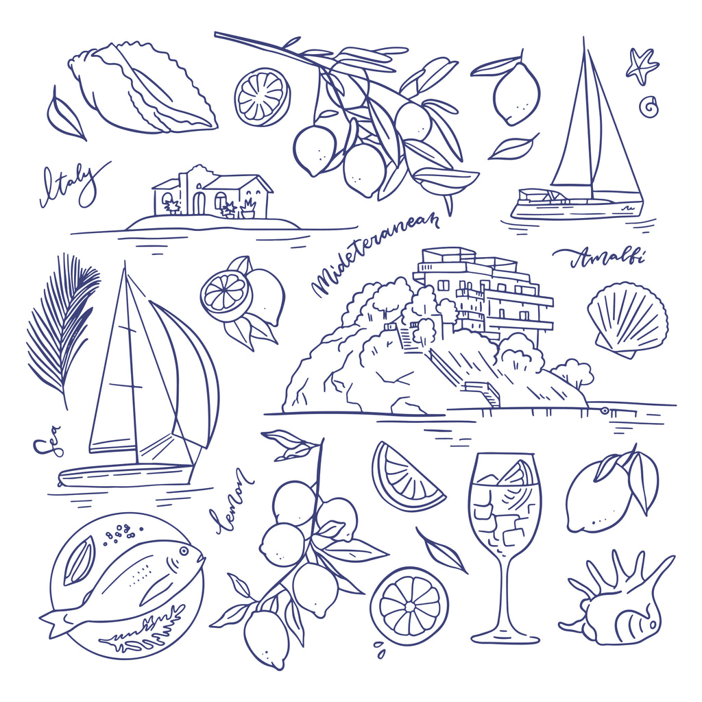 Posavasos con ilustración mediterranea