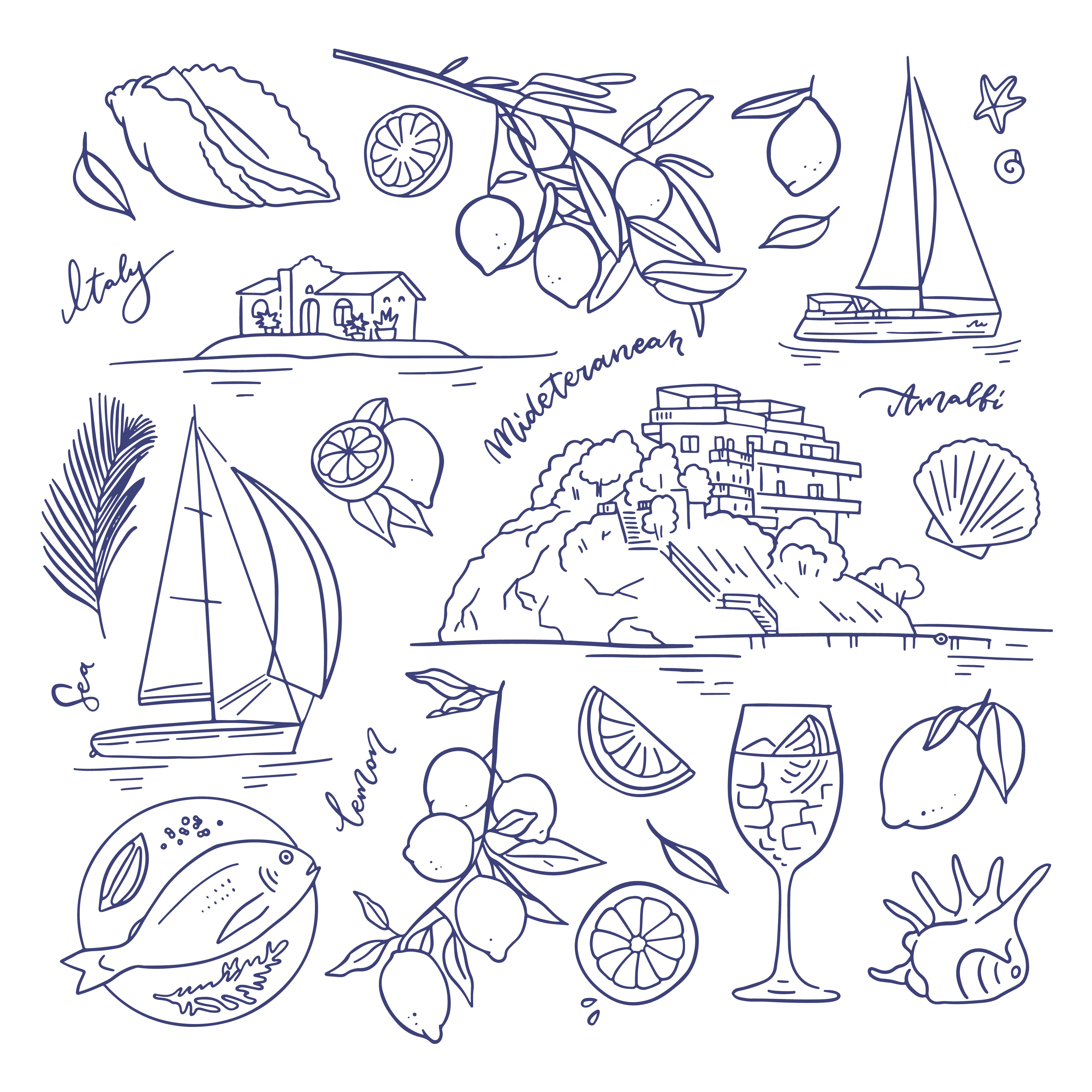 Posavasos con ilustración mediterranea