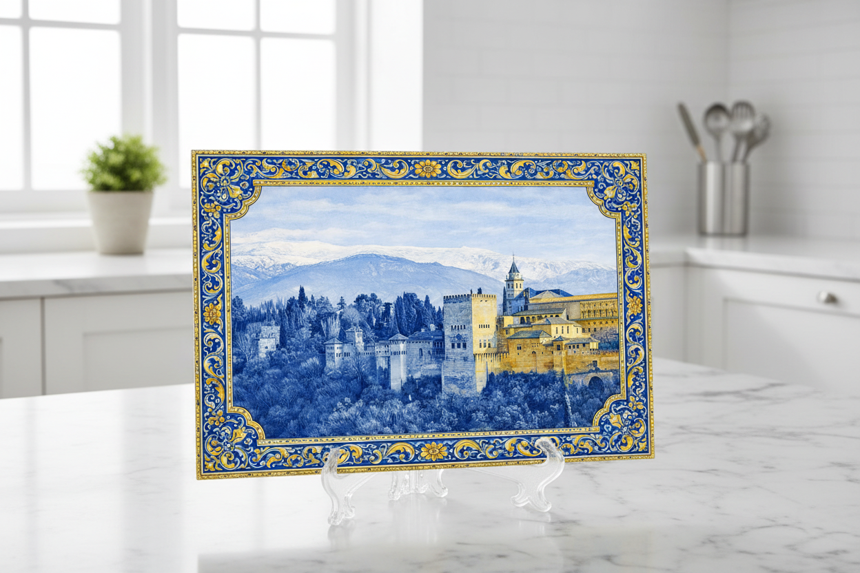 Alhambra de Granada azul y amarillo en cocina