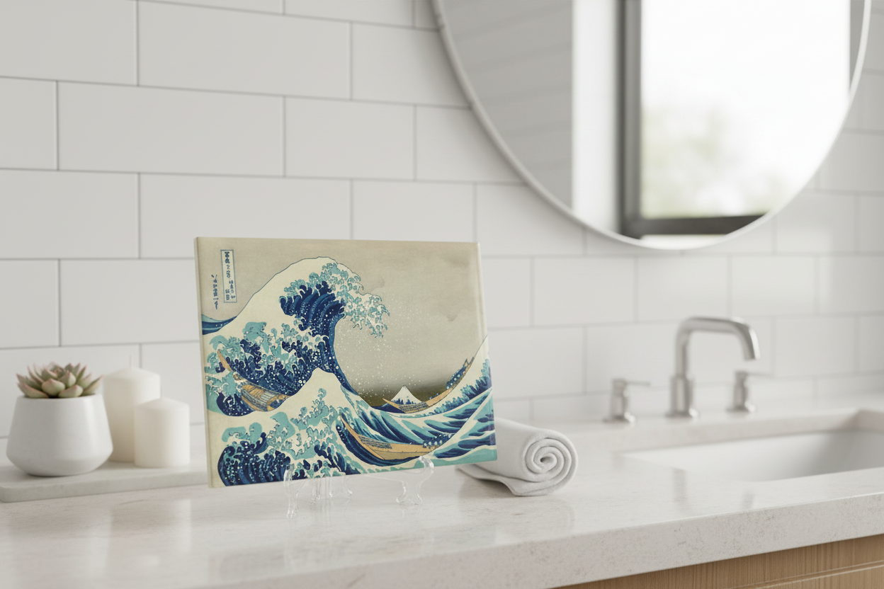 Azulejo con soporte en baño