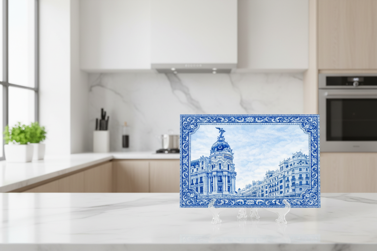 Edificio Metrópolis azul en cocina