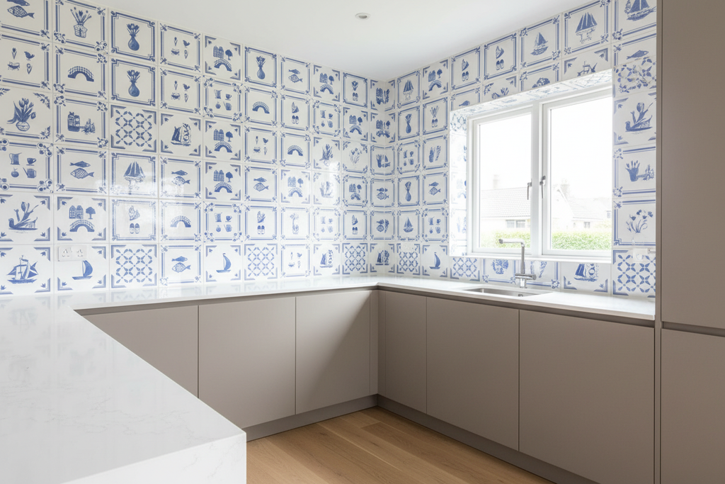 Esquina de cocina con paredes completas