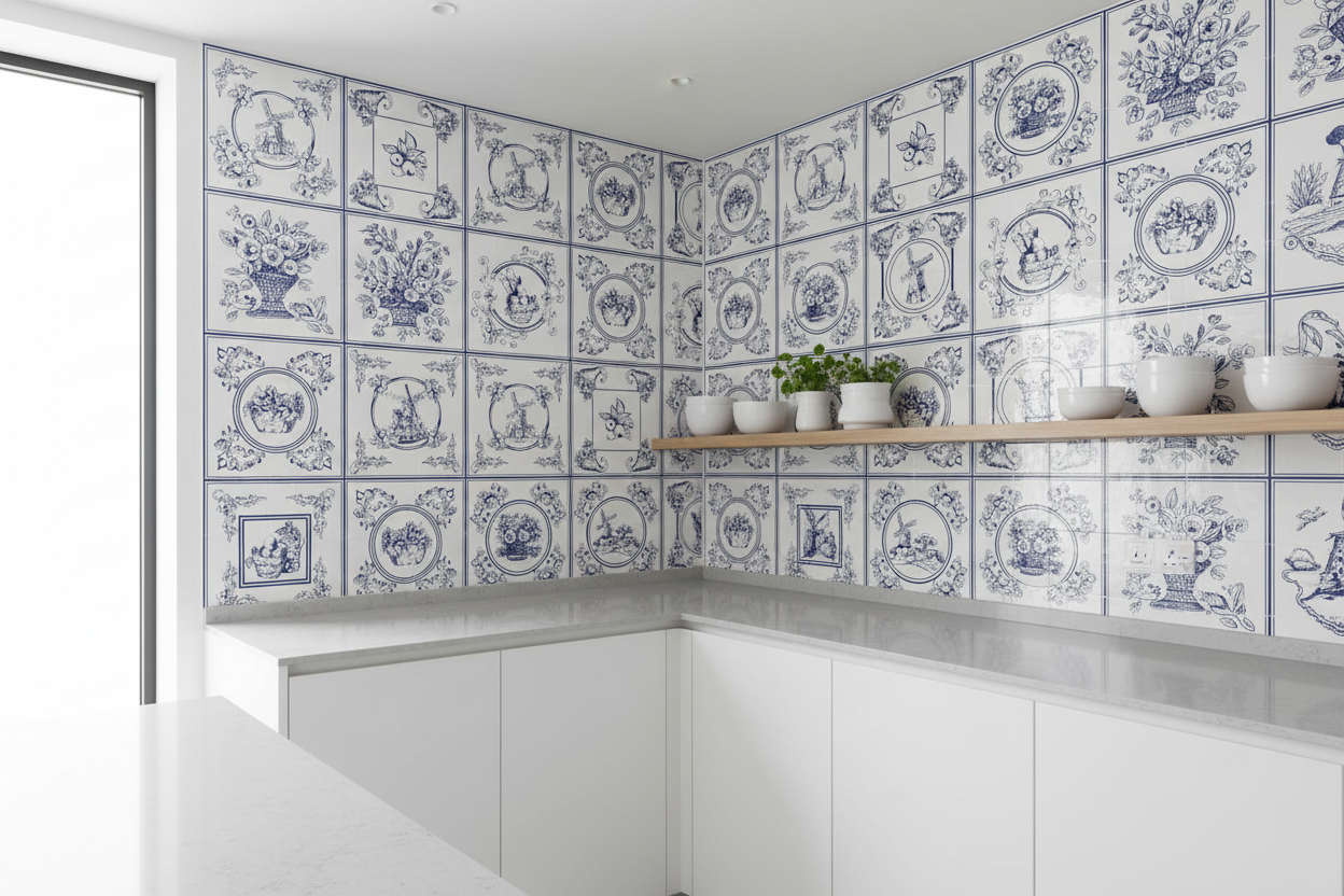 Esquina de cocina con paredes completas