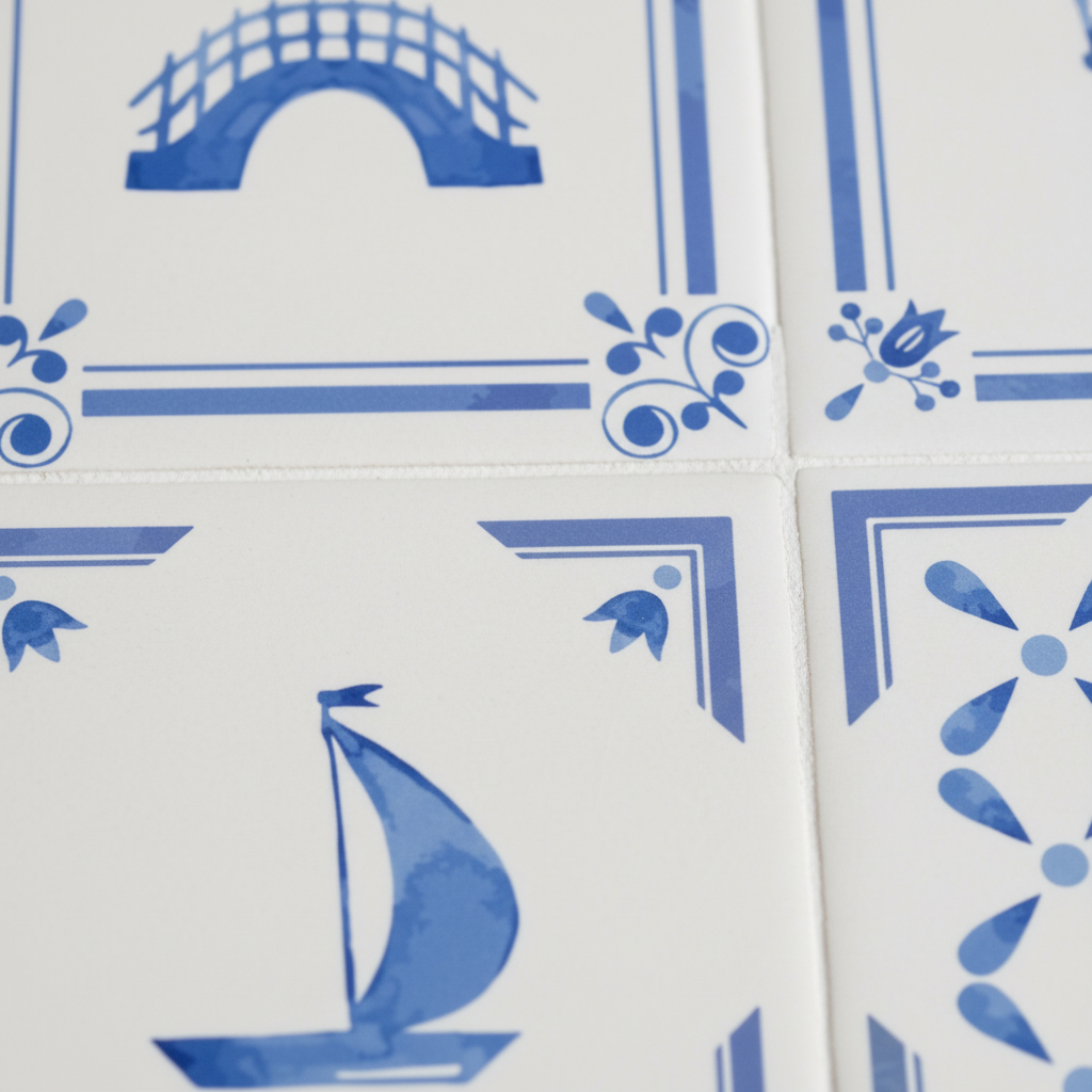 Detalle de azulejos Delft con acabado mate