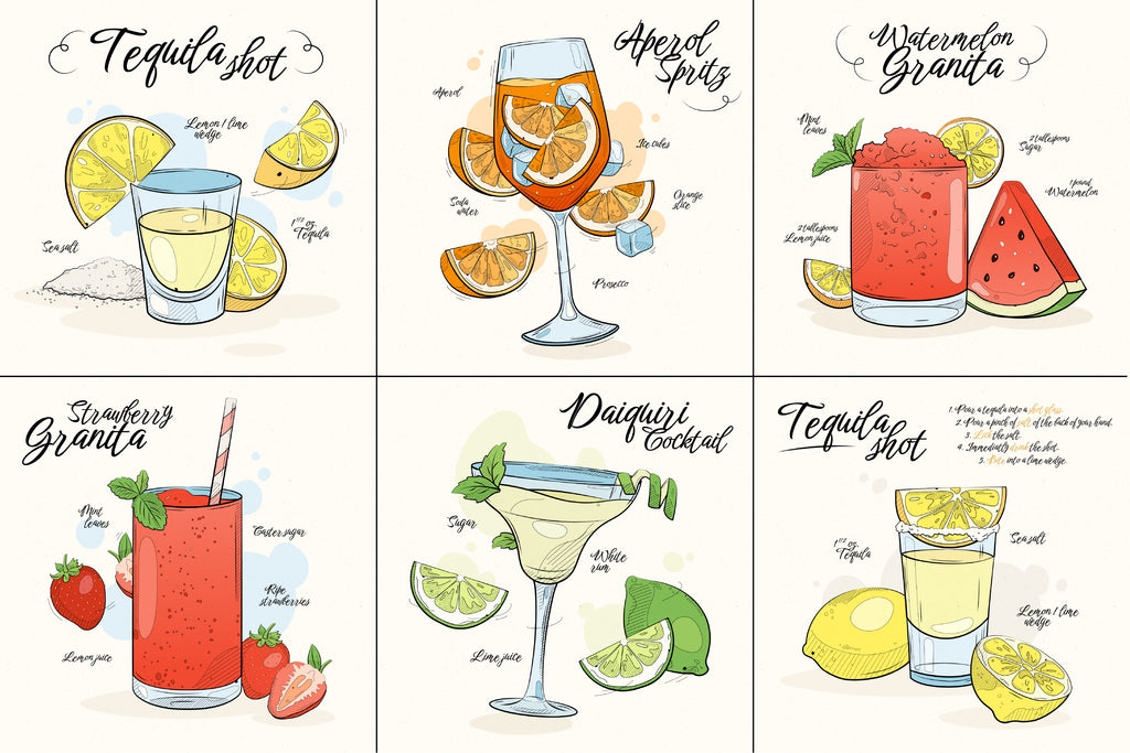 Pack de ilustraciones de cócteles