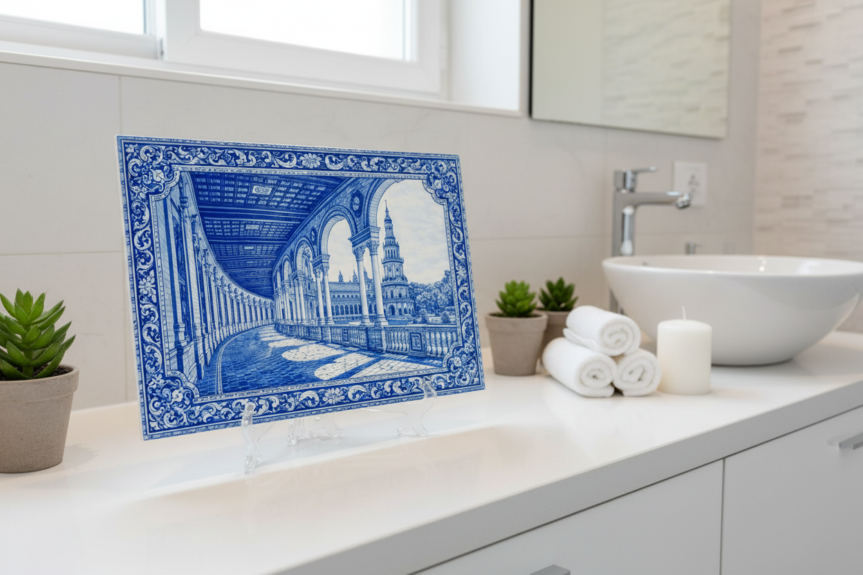 Plaza de España azul en baño