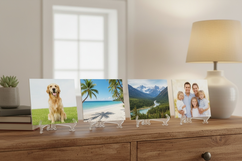 Varios azulejos personalizados en estantería